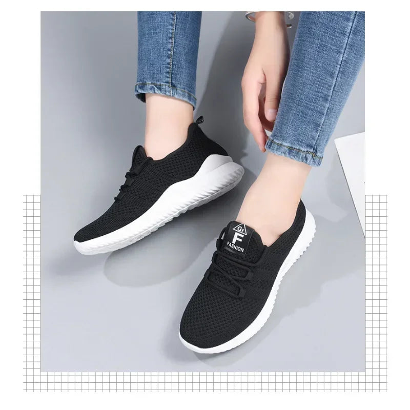 Tênis casuais femininos para o verão confortável respirável plataforma sapatos moda feminina versátil cadarço leves e compactos para caminhadas e exercícios