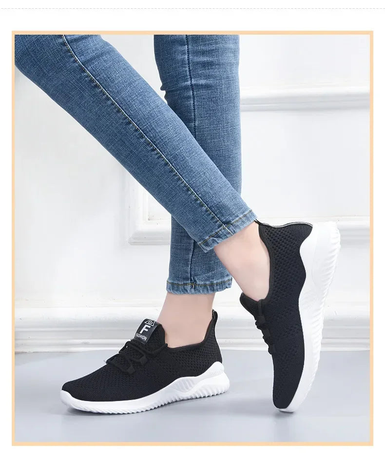 Tênis casuais femininos para o verão confortável respirável plataforma sapatos moda feminina versátil cadarço leves e compactos para caminhadas e exercícios