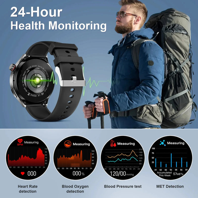 Novo gps relógio inteligente masculino para huawei relógio 4 pro 360*360 tela hd freqüência cardíaca bluetooth chamada ip68 à prova dip68 água açúcar no sangue smartwatch