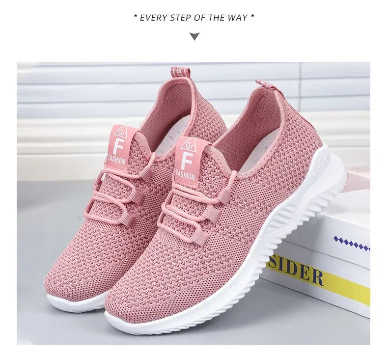 Tênis casuais femininos para o verão confortável respirável plataforma sapatos moda feminina versátil cadarço leves e compactos para caminhadas e exercícios