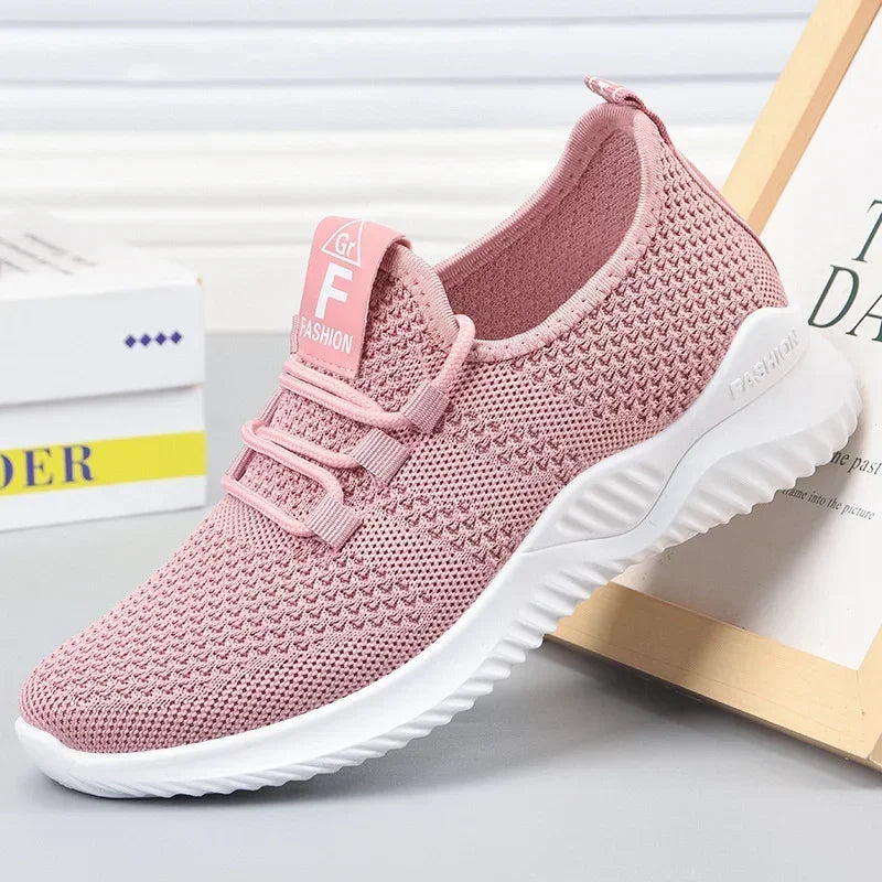 Tênis casuais femininos para o verão confortável respirável plataforma sapatos moda feminina versátil cadarço leves e compactos para caminhadas e exercícios