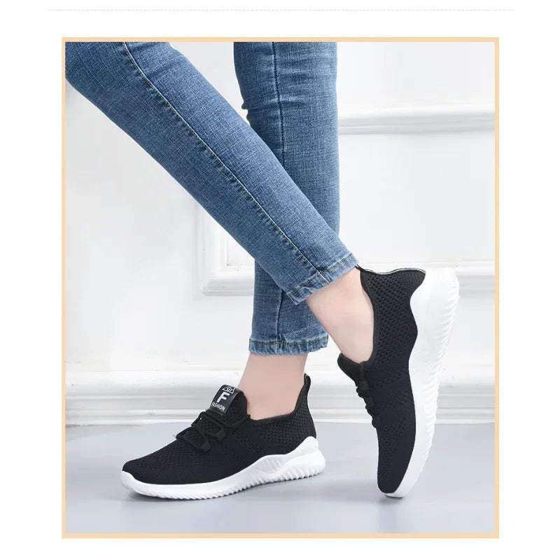 Tênis casuais femininos para o verão confortável respirável plataforma sapatos moda feminina versátil cadarço leves e compactos para caminhadas e exercícios