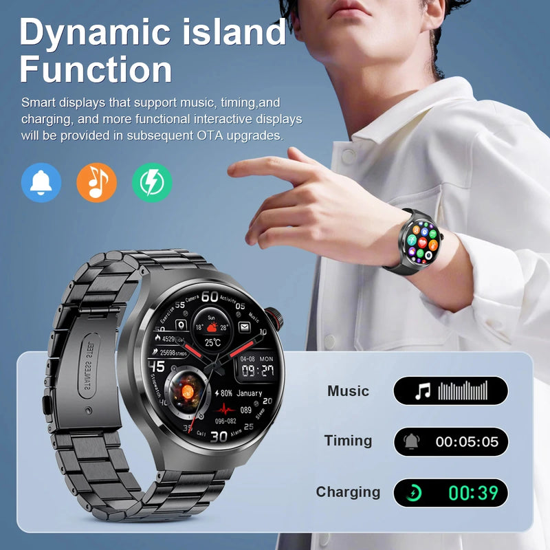 Novo gps relógio inteligente masculino para huawei relógio 4 pro 360*360 tela hd freqüência cardíaca bluetooth chamada ip68 à prova dip68 água açúcar no sangue smartwatch